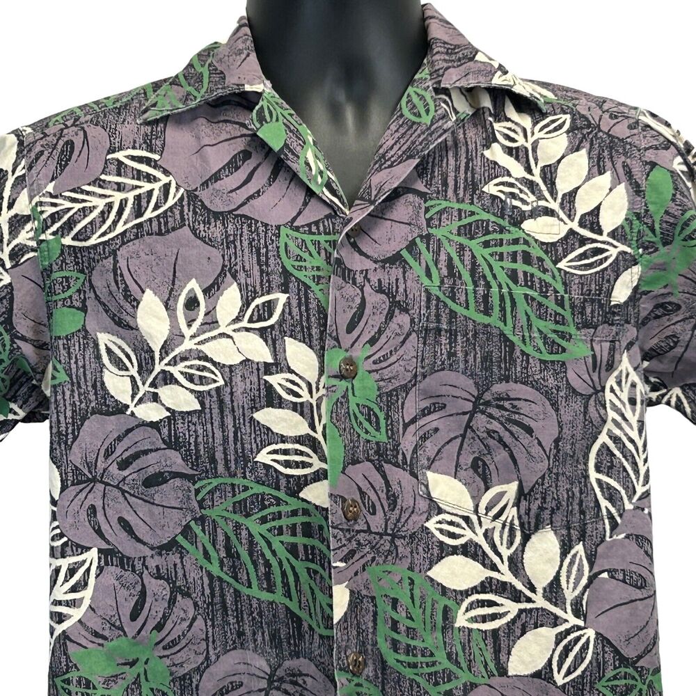 Vintage 90s Go Barefoot Hawaiian Camp Shirt Mens XXS Button Front Floral Gray